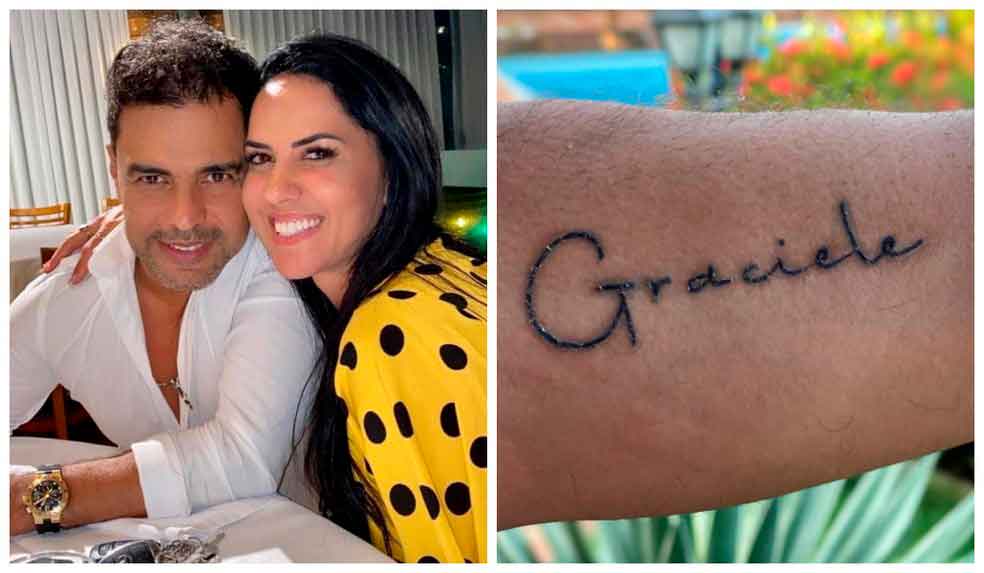 Zezé di Camargo faz tatuagem para Graciele Lacerda: ‘Já estava no coração e agora está na pele’