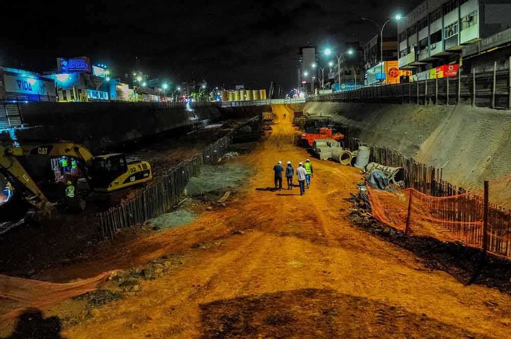 14h de obras sem parar no Túnel de Taguatinga