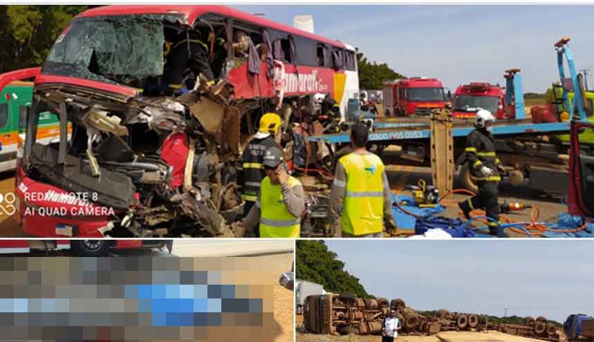 Acidente grave entre carreta e ônibus mata 11 em Mato Grosso