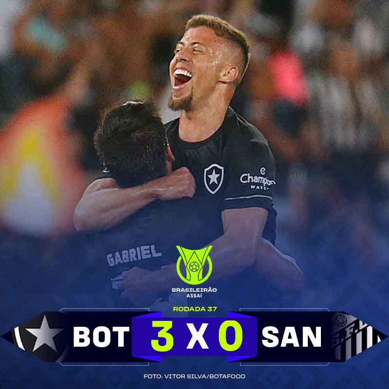 Botafogo atropela o Santos e entra no G-8 do Brasileirão