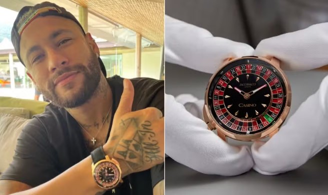 Neymar exibe relógio inspirado em cassino, avaliado em R$ 1,3 milhão e com roleta