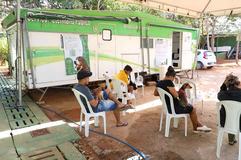 Unidade móvel de serviços veterinários gratuitos oferece atendimento em Arapoanga