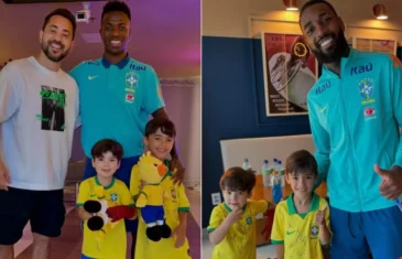 Everton Ribeiro, do Bahia, visita seleção brasileira e filhos tietam jogadores; fotos