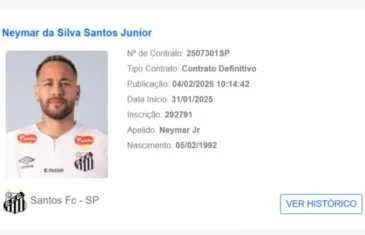 Neymar aparece no BID e está liberado para reestrear pelo Santos