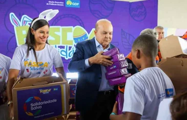 Campanha distribui cestas básicas e chocolates a crianças no COP Parque da Vaquejada