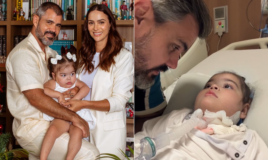 Juliano Cazarré e Letícia Cazarré com filha Maria Guilhermina